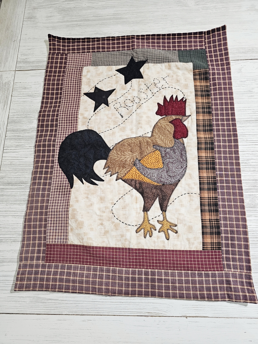 Farmhouse Cottagecore Rooster Quilted Wall Hanging